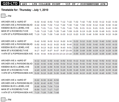 MTA NYC Transit - Q25 LTD College Point schedule